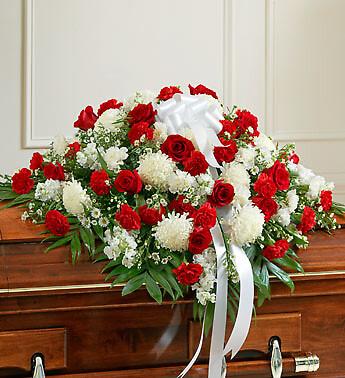 Red and White Half Casket Cover