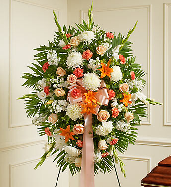 Peach, Orange and White Sympathy Standing Spray