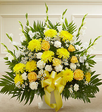 Yellow and White Sympathy  Basket