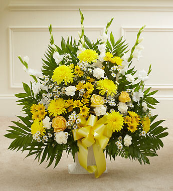 Yellow and White Sympathy  Basket